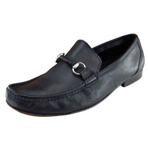 Sandrino Shoes Sz‎ 11.5 M Round Toe Black Loafer Leather Men